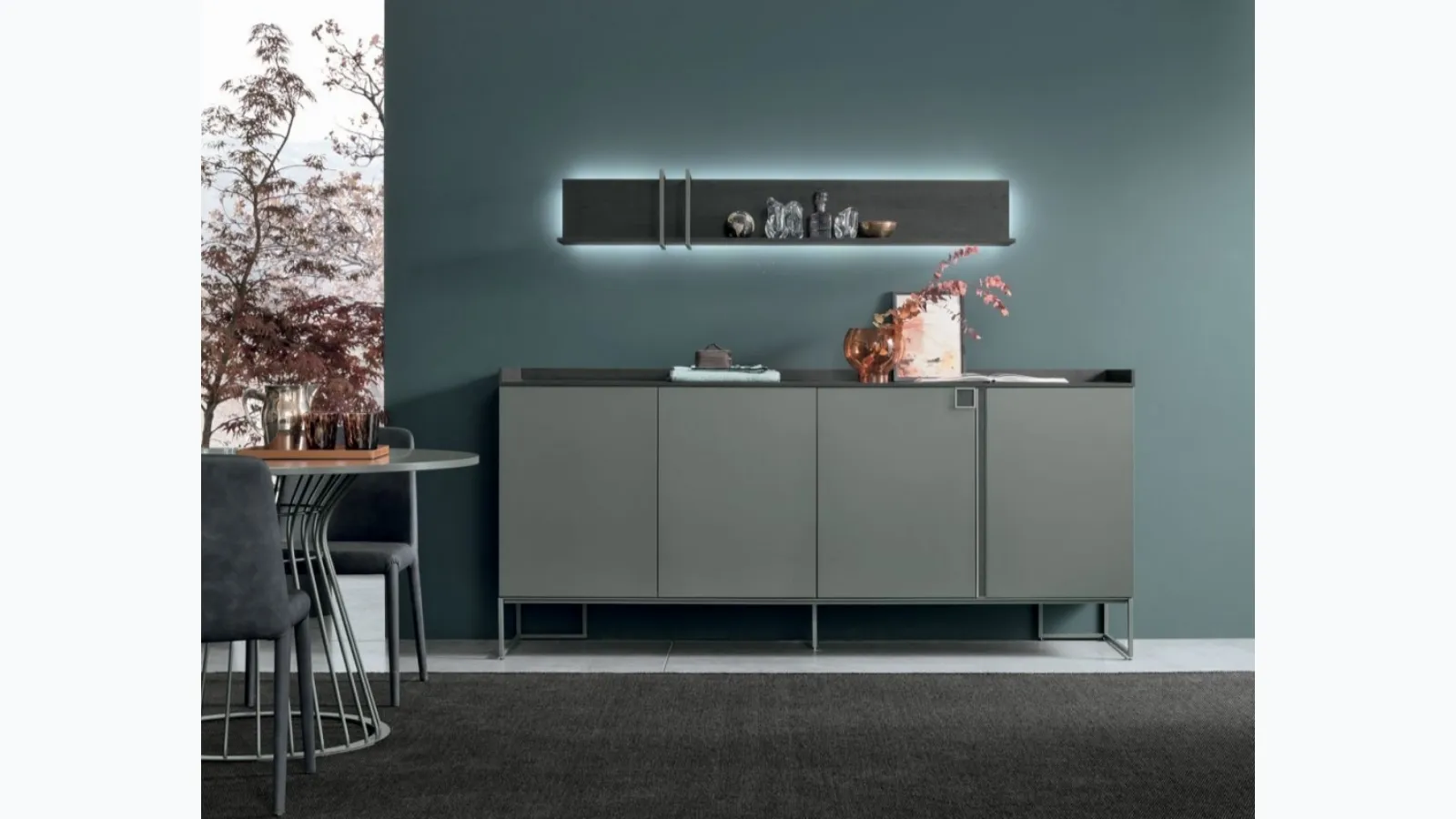 Tomasella's Sir S06 sideboard in matte basalt material.