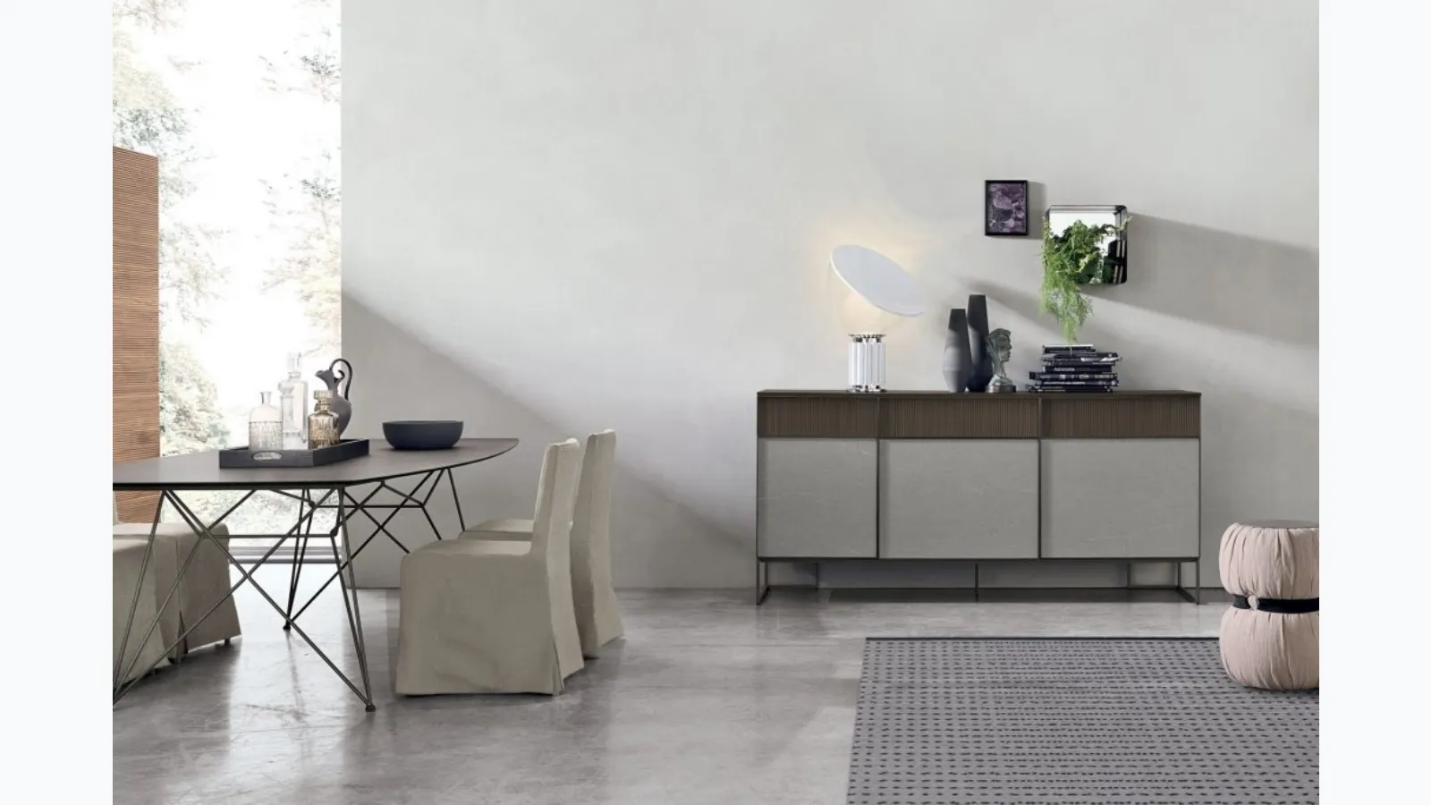 Vinci A04 sideboard in Piasentina textured finish by Tomasella.