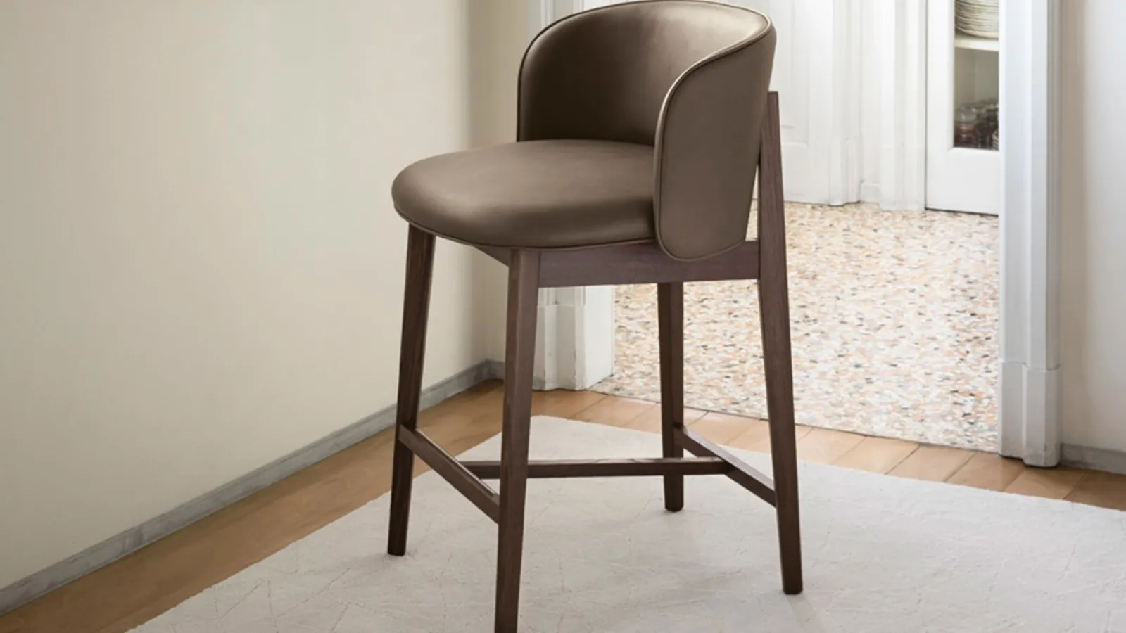 Abrey leather stool by Calligaris