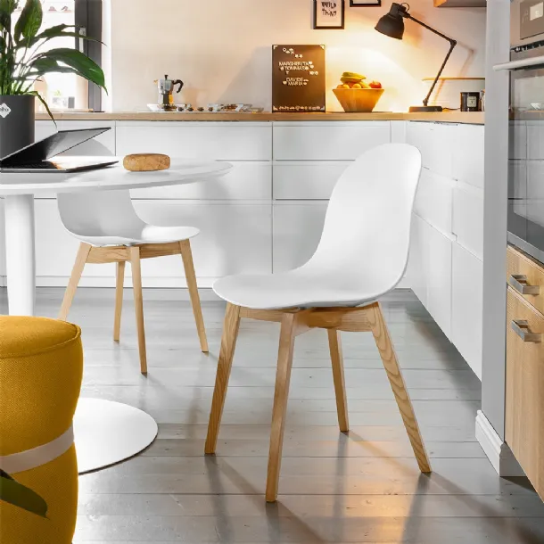 Sedia Academy in polypropylene with wooden legs by Connubia