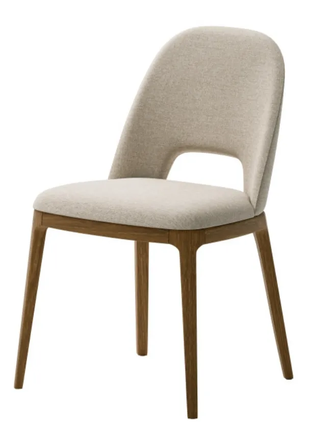 Ada chair in upholstered fabric with ash wood structure by Veneta Cucine.