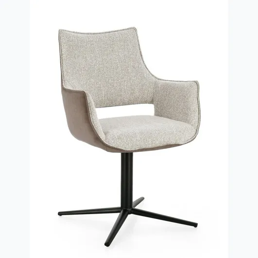 Adellinde Lodge Chair in upholstered fabric and leather by Bizzotto