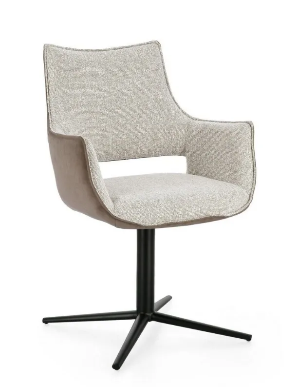 Adellinde Lodge Chair in upholstered fabric and leather by Bizzotto