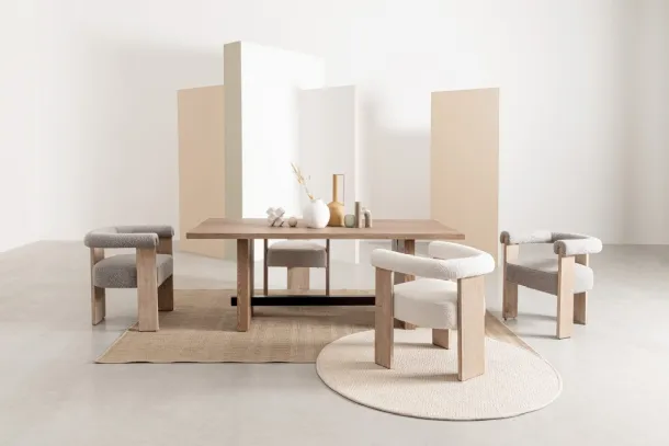 Agape chair in wood and fabric by Bizzotto