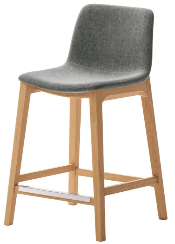 Alessia stool in fabric with ash wood structure by Veneta Cucine.