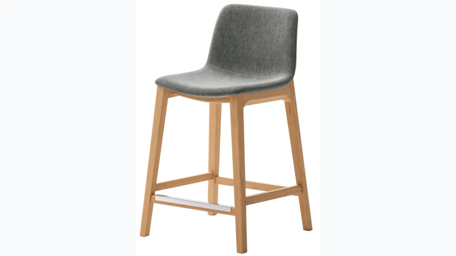 Alessia stool in fabric with ash wood structure by Veneta Cucine.