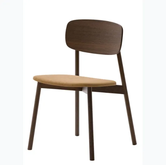 Alessia chair in ash wood with padded seat by Veneta Cucine.