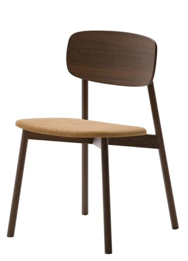 Alessia chair in ash wood with padded seat by Veneta Cucine.