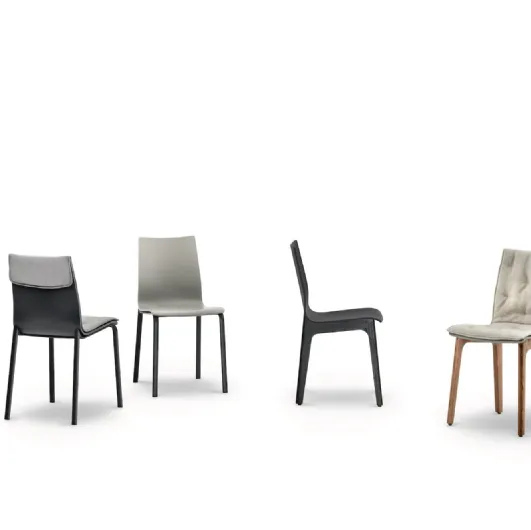 Alpha chair with solid wood frame and lacquered wood monocoque by Bontempi.