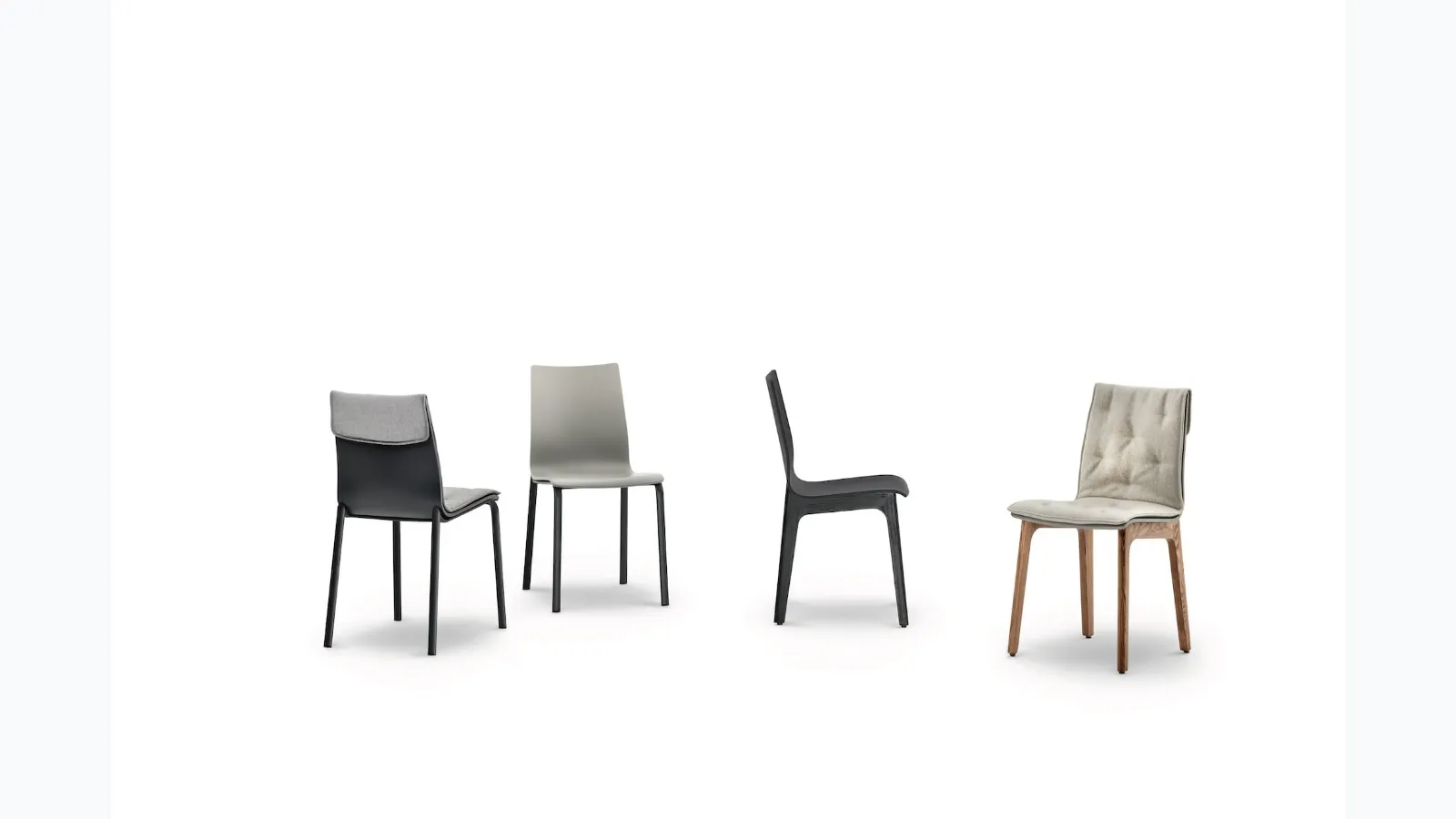 Alpha chair with solid wood frame and lacquered wood monocoque by Bontempi.