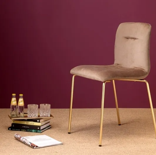 Alice Pop chair with metal frame and seat covered in Scab Design velvet.