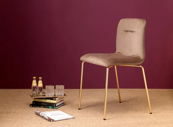 Alice Pop chair with metal frame and seat covered in Scab Design velvet.