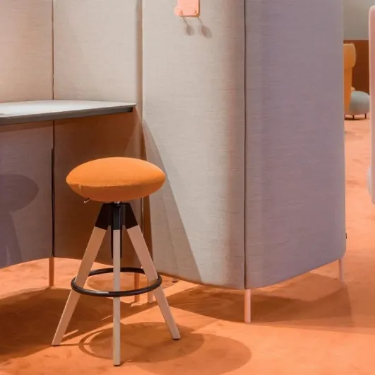 Arki Stool wooden stool with padded seat by Pedrali.