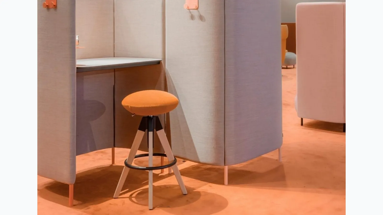 Arki Stool wooden stool with padded seat by Pedrali.