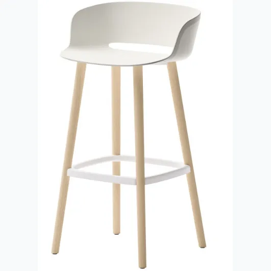 Babila stool in technopolymer with a wooden structure by Veneta Cucine.