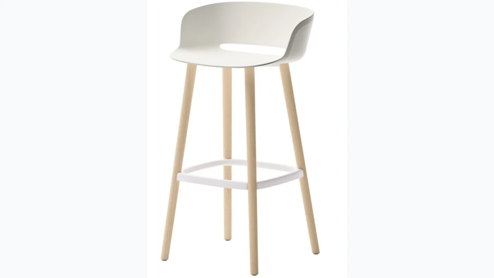 Babila stool in technopolymer with a wooden structure by Veneta Cucine.