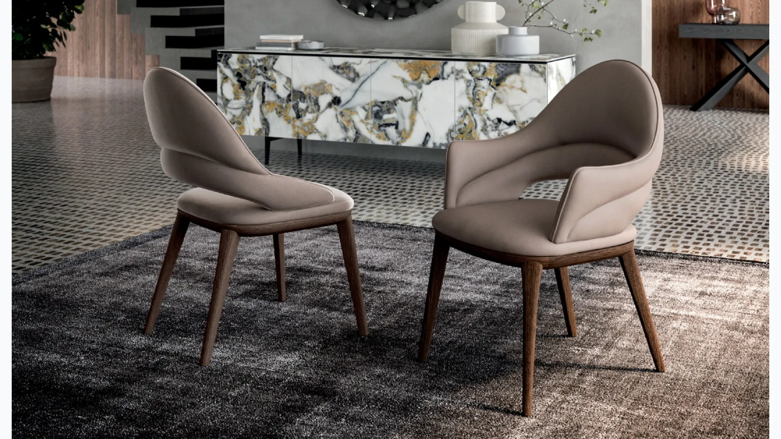 Chair with or without armrests Baia by Ozzio