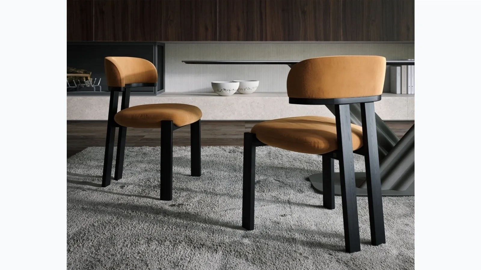 Fabric and wood chair Camila by Tonin Casa.