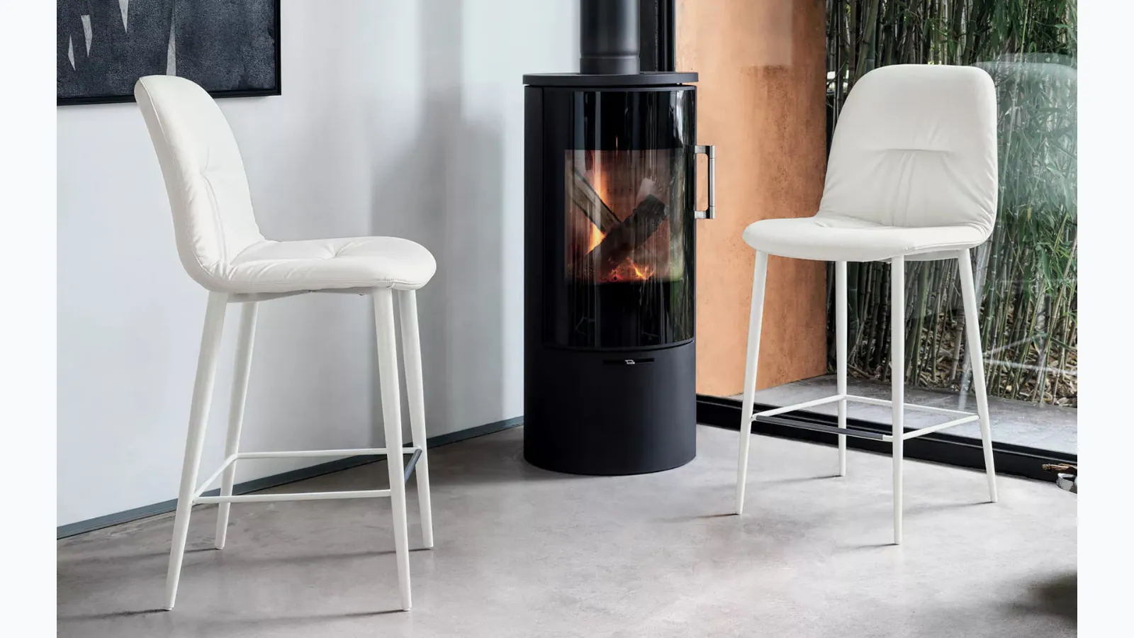 Faux leather stool Chantal by Bontempi