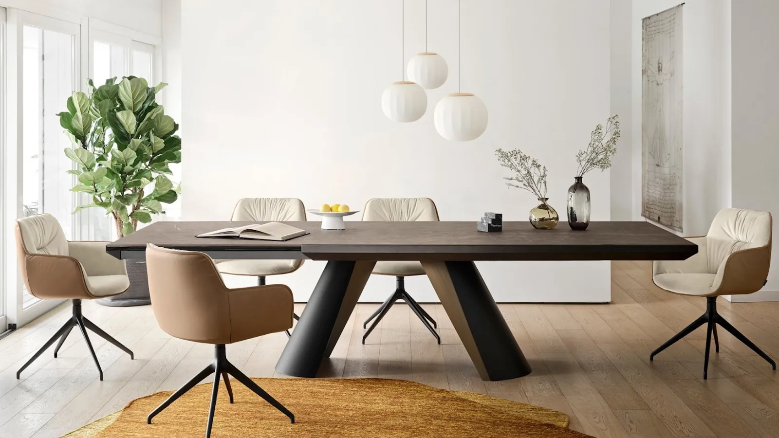 Cocoon chair with swivel base by Calligaris