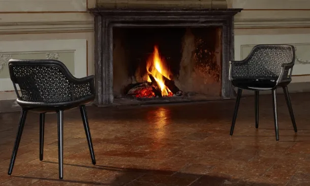 Cityborg Elegant chair in polycarbonate and wicker by Magis.