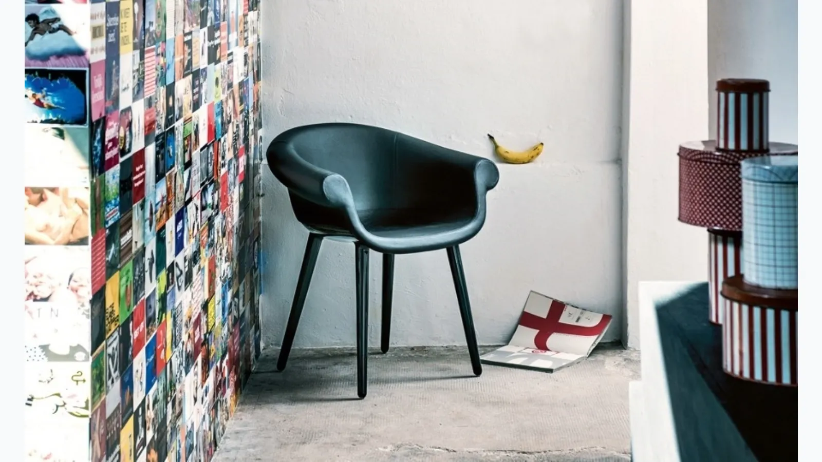 Leather chair with polycarbonate Cyborg Lord frame by Magis.