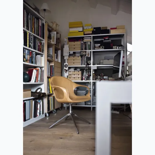 Elephant Chair with leather seat and swivel metal base by Kristalia.