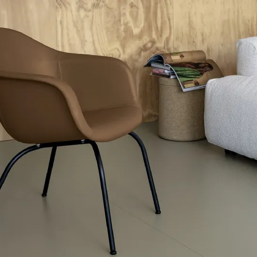 Elephantino Bucket chair upholstered in eco-leather by Kristalia