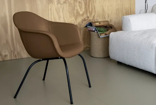 Elephantino Bucket chair upholstered in eco-leather by Kristalia