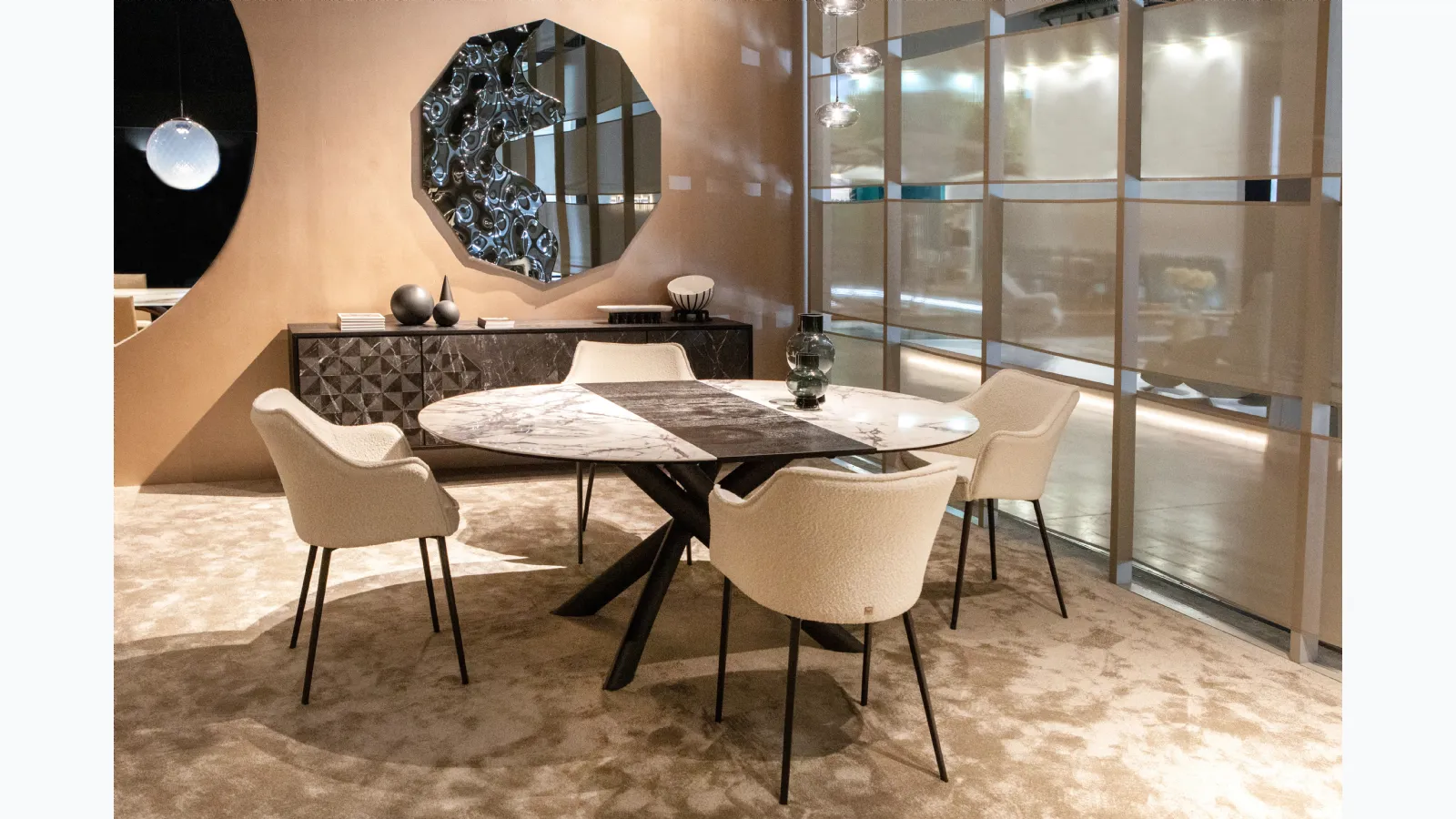 Gaia chair with upholstered fabric by Tonin Casa.