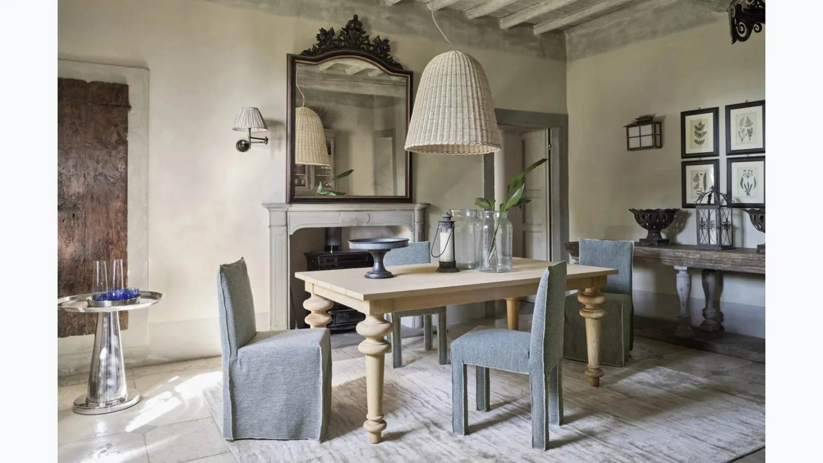 Chair upholstered in Ghost fabric by Gervasoni.