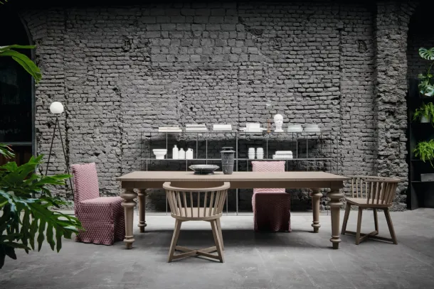 Gray wooden chair by Gervasoni