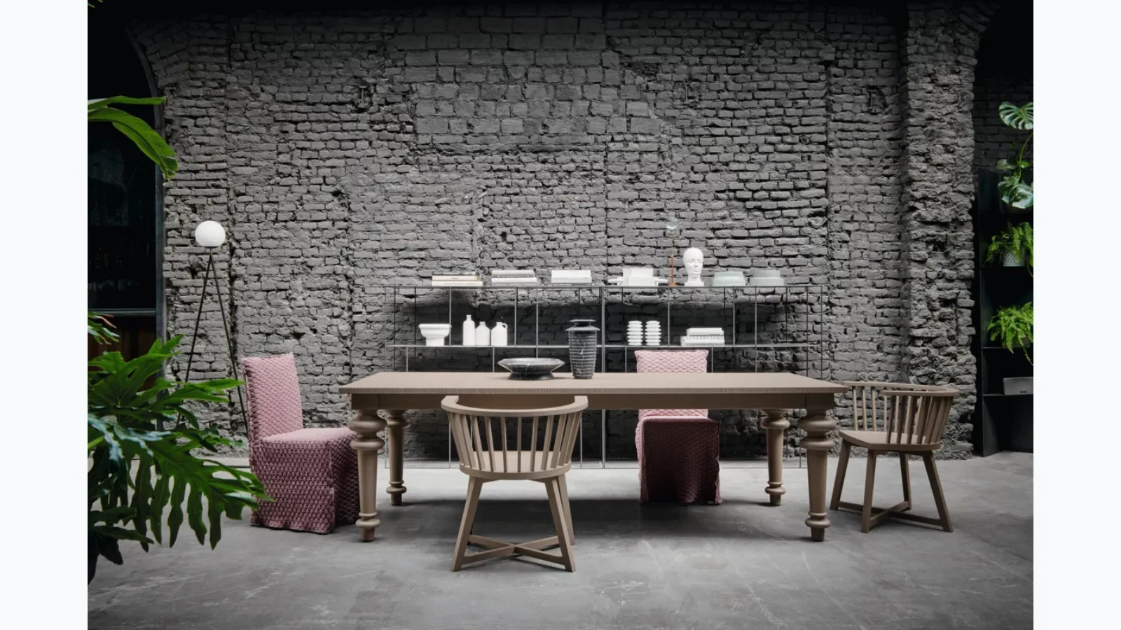 Gray wooden chair by Gervasoni
