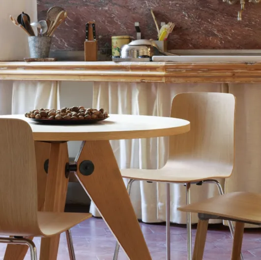 Natural oak wood HAL Ply Tube & Wood chair by Vitra