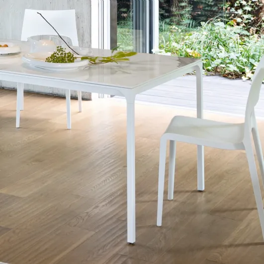 Stackable Idole chair in matt white polypropylene by Bonaldo