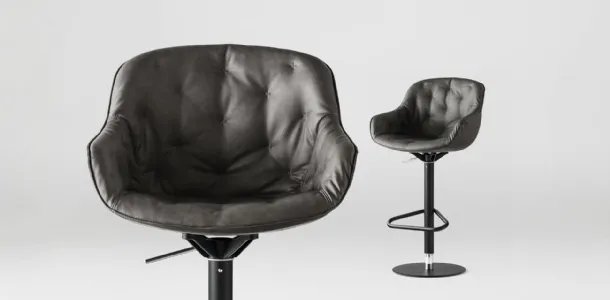 Leather Igloo stool by Calligaris