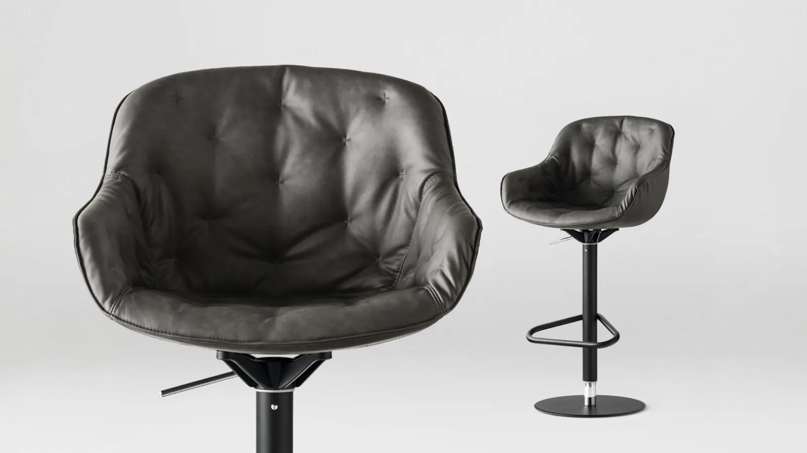 Leather Igloo stool by Calligaris