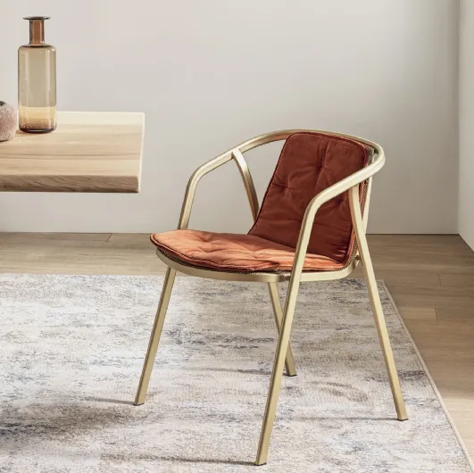 Chair Ines in lacquered steel and fabric by Bontempi