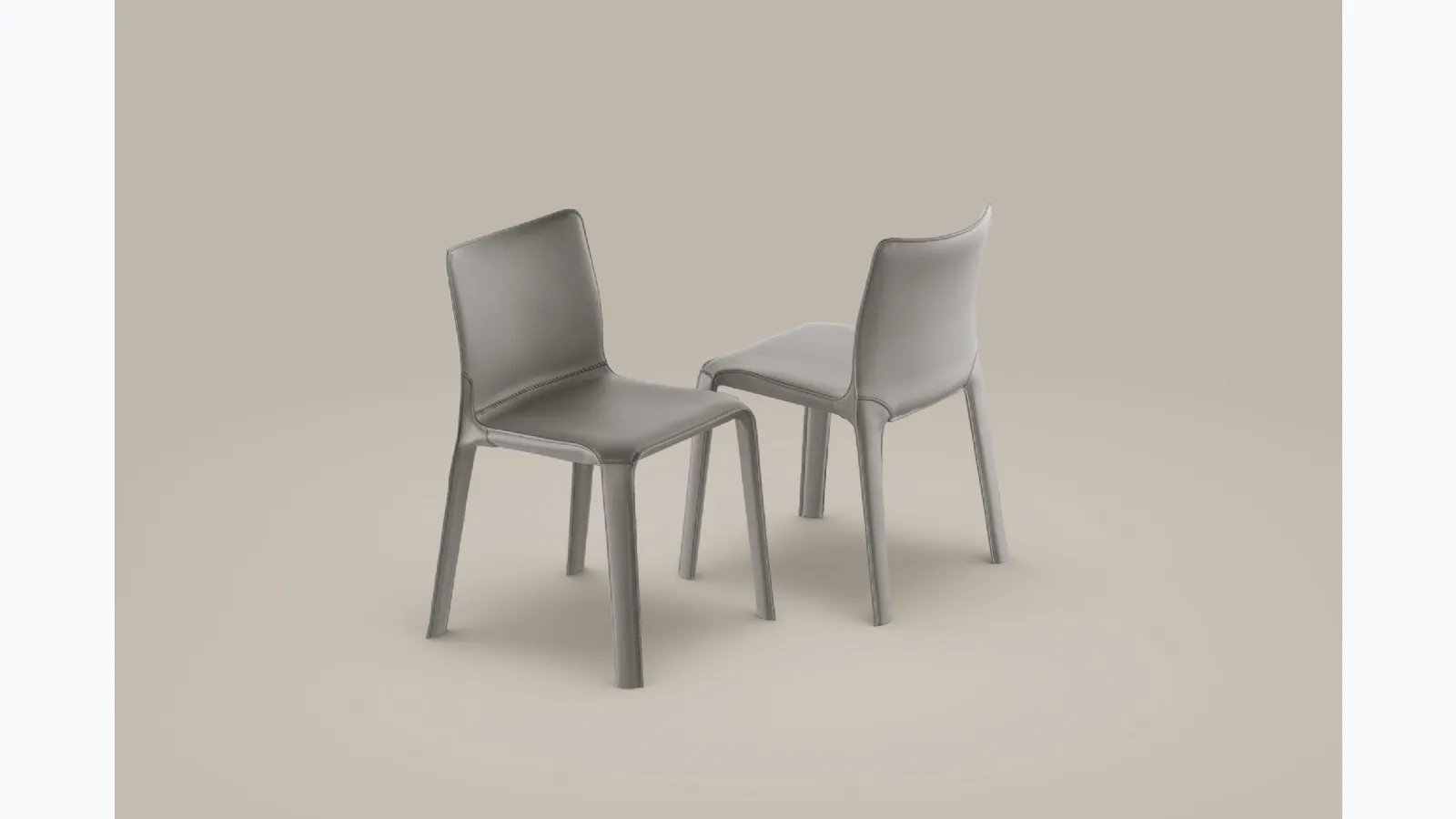 Kagura chair entirely covered in leather by Bonaldo