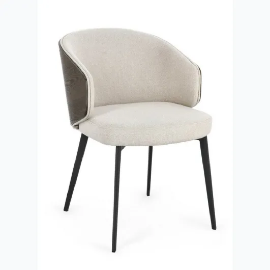 Kinsley light chair in upholstered fabric and ash wood by Bizzotto