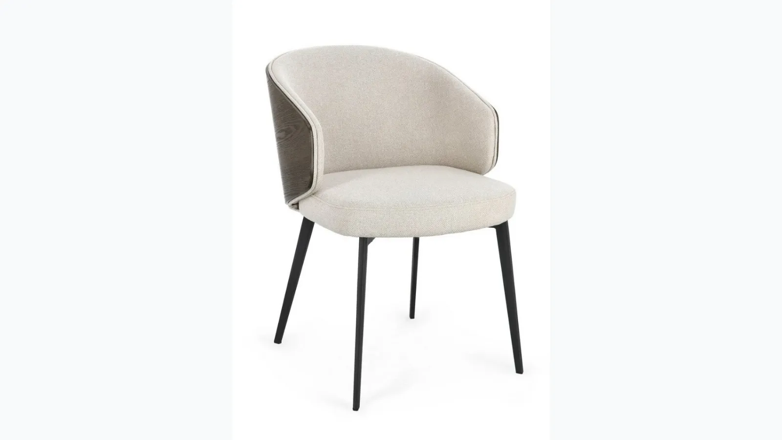 Kinsley light chair in upholstered fabric and ash wood by Bizzotto