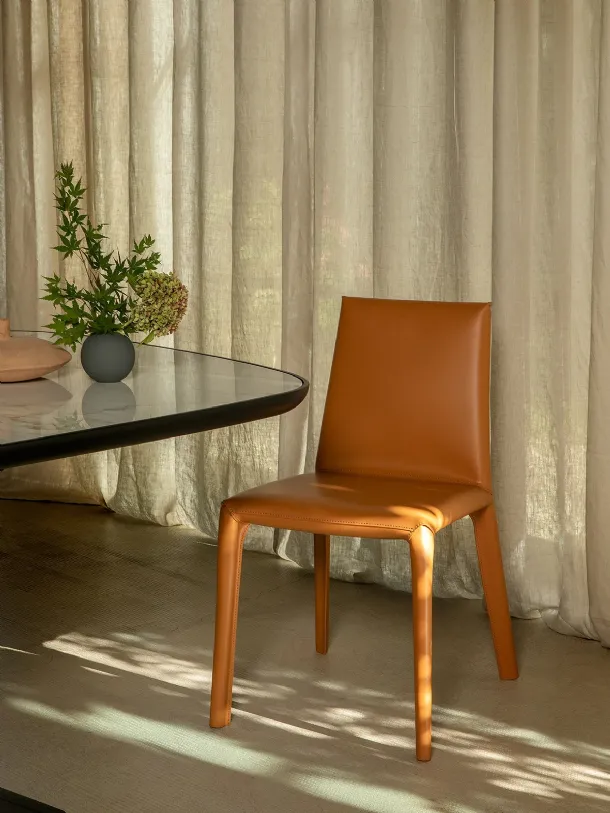 Lisa chair fully covered in leather by Tonin Casa
