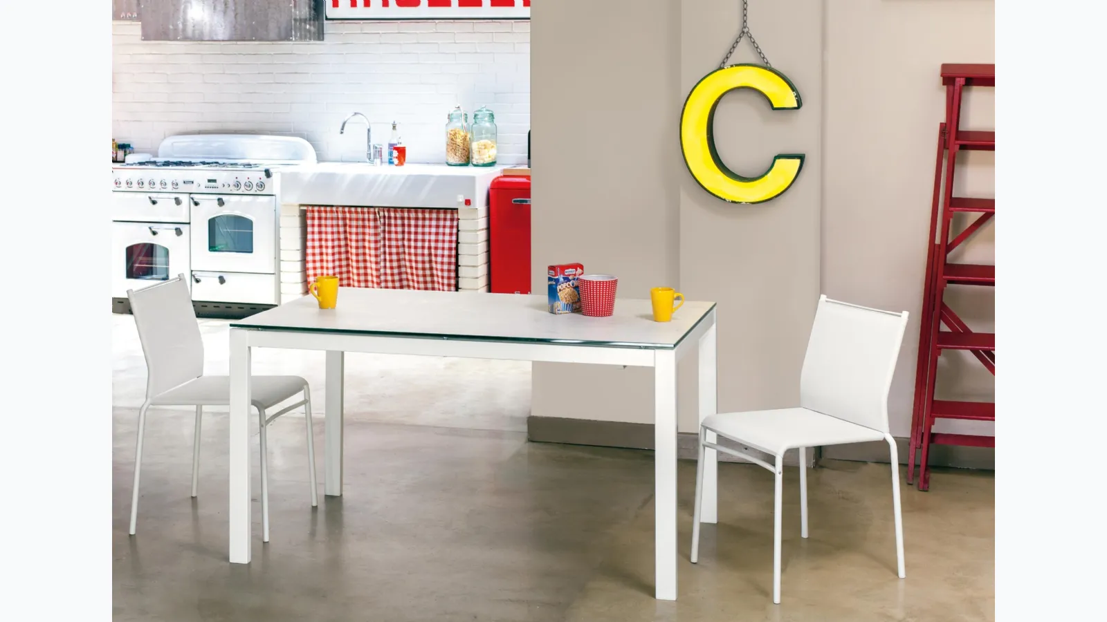 Stackable chair Liù with Texplast upholstery and lacquered steel structure by Ingenia.