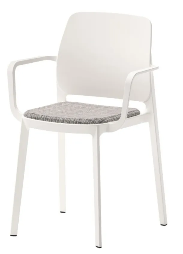 London Cover B chair in polypropylene with upholstered fabric seat by Veneta Cucine.