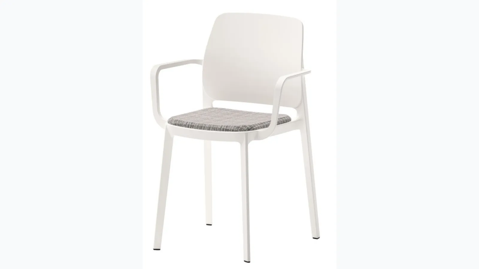 Stackable chair with armrests London in polypropylene with padded fabric seat by Veneta Cucine.