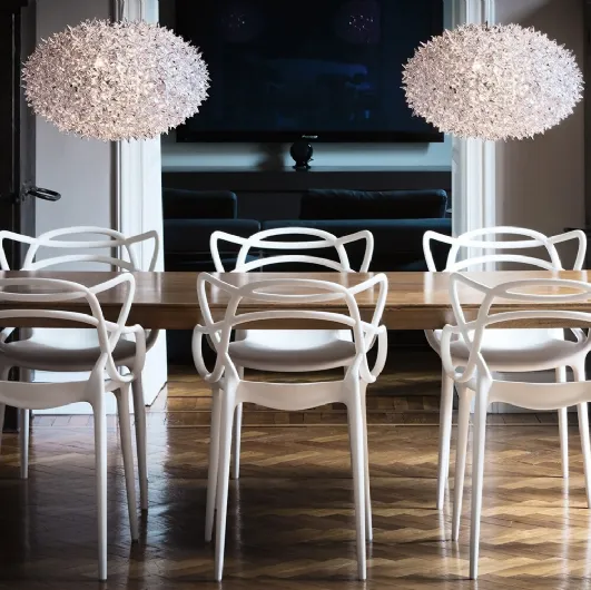 Masters chair in recycled thermoplastic technopolymer with mineral charge and soft touch treatment by Kartell.