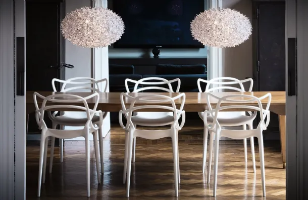 Masters chair in recycled thermoplastic technopolymer with mineral charge and soft touch treatment by Kartell.