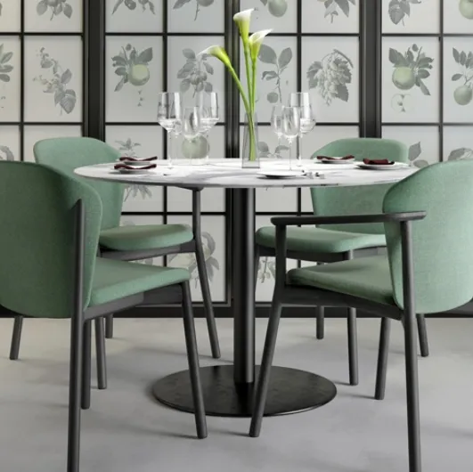 Design chair in wood covered in fabric with or without arms Natural Finn by Scab Design.