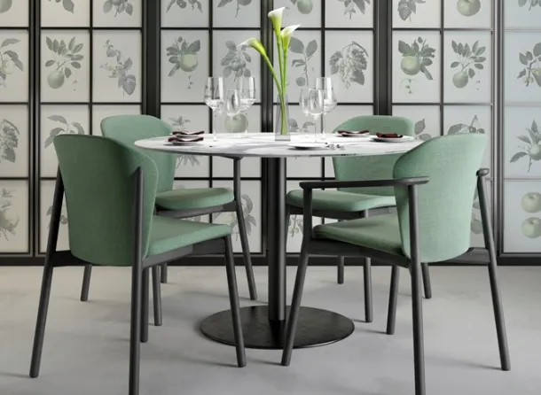 Design chair in wood covered in fabric with or without arms Natural Finn by Scab Design.