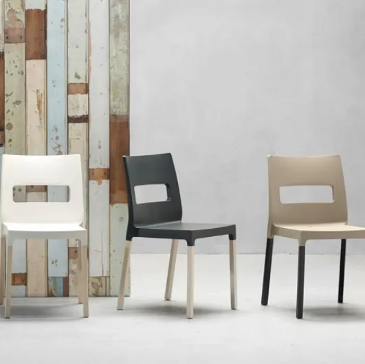Natural Maxi Diva chair with technopolymer seat and beech legs by Scab Design.
